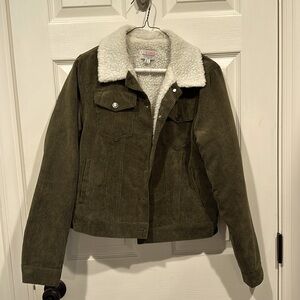 Olive Green Corduroy Trucker Jacket (S)